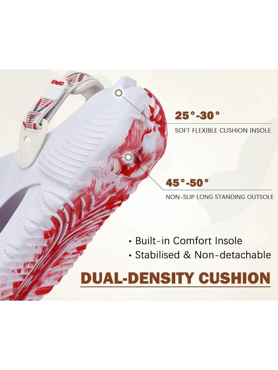 Men\'s White Red Orthopaedic Mules Recovery Sandals Summer Fascistic Casual